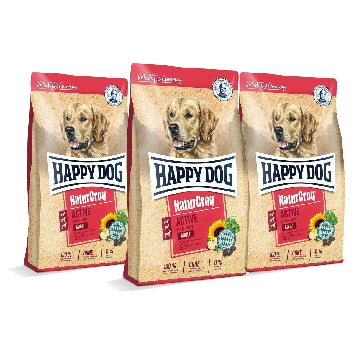Happy Dog NaturCroq Active droogvoer hond 15 kg - 3-pack