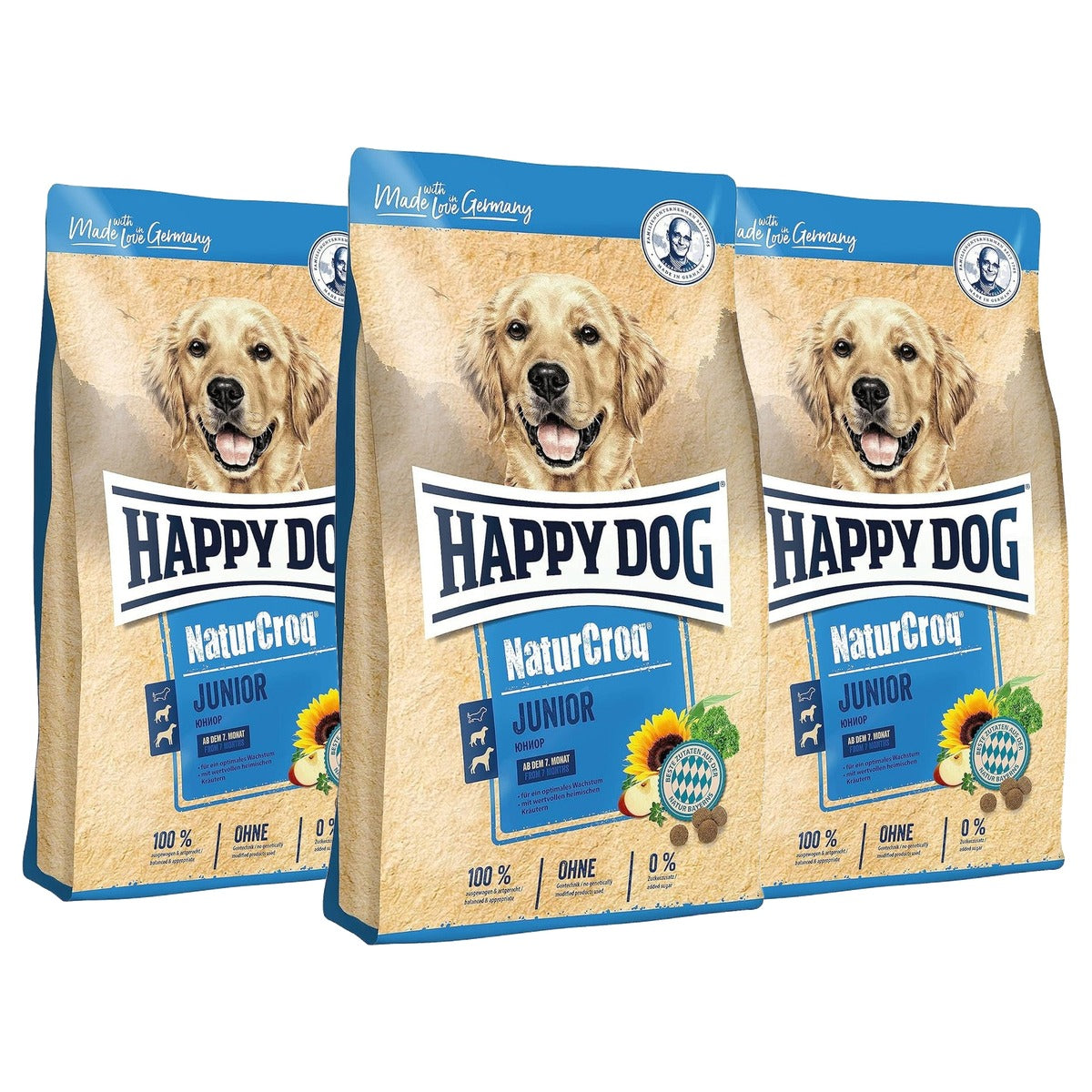 Happy Dog NaturCroq Junior droogvoer hond 4kg - 3-pack
