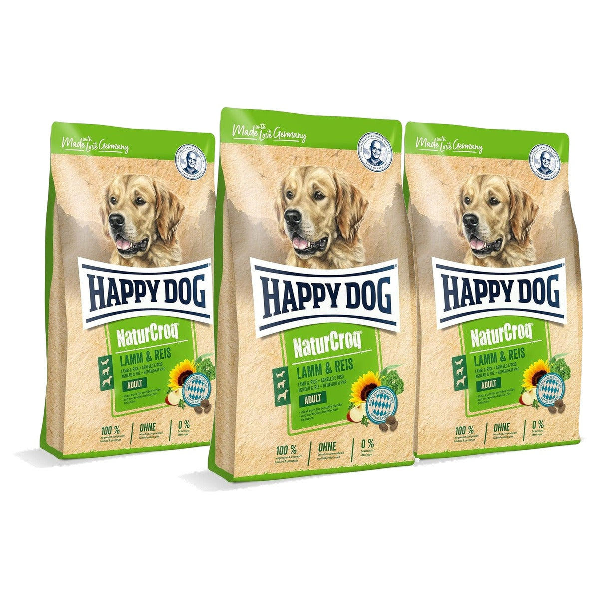 Happy Dog NaturCroq hondenvoer lam en rijst 15 kg - 3-pack