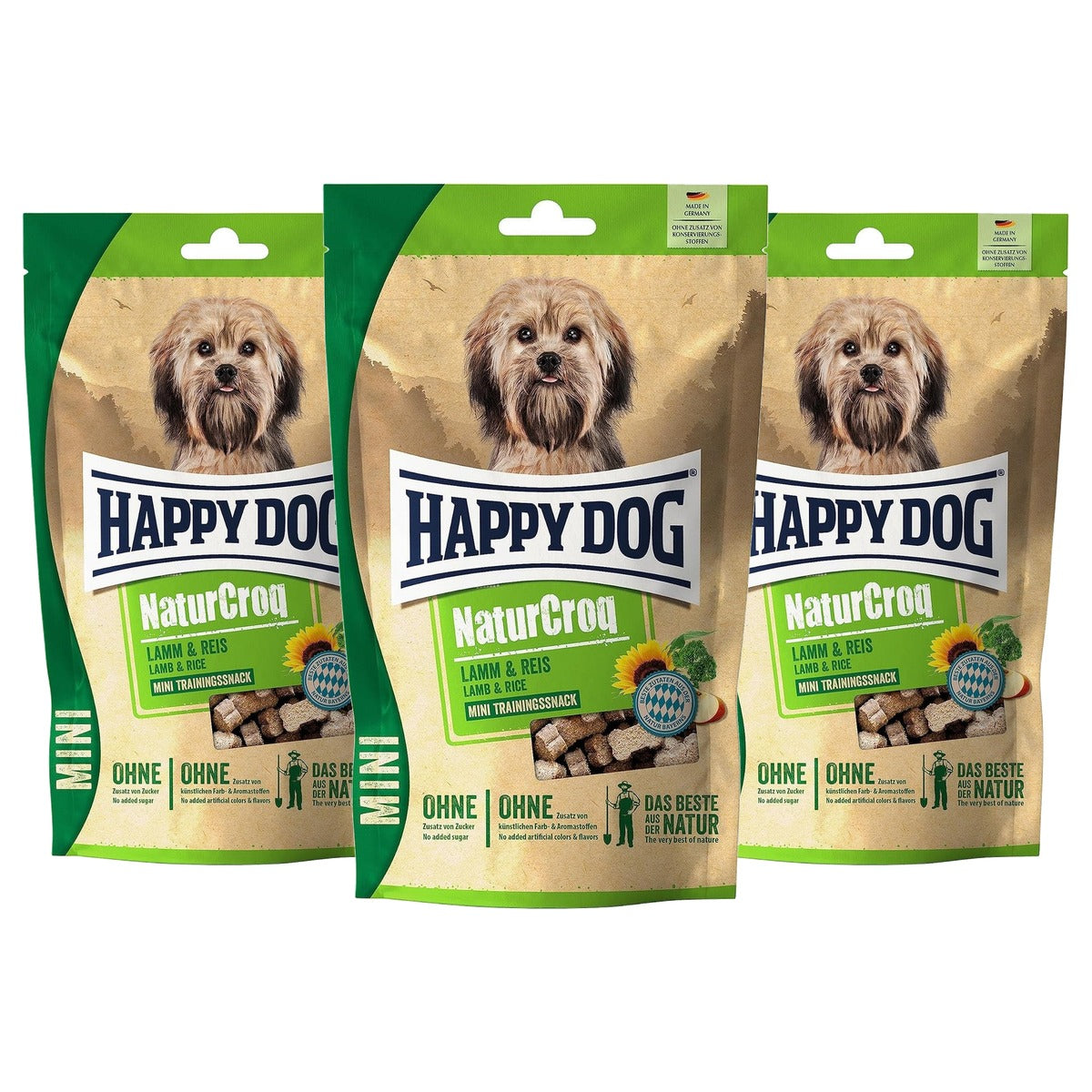 Happy Dog NaturCroq Mini Snack hondensnack lam en rijst 100g - 3-pack