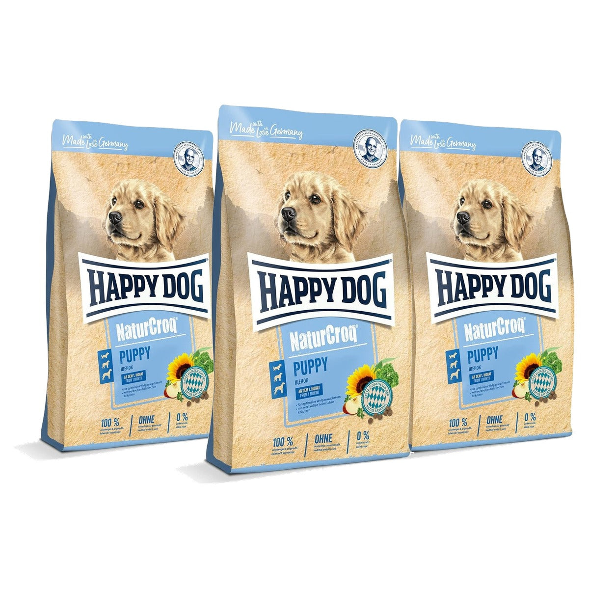 Happy Dog Premium NaturCroq puppy's droogvoer hond 15kg - 3-pack
