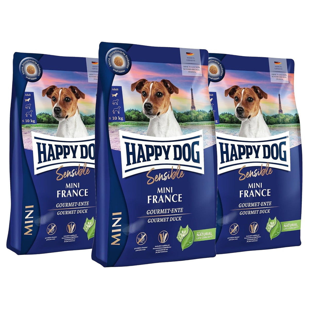 Happy Dog Sensible Mini France droogvoer hond 4 kg - 3-pack