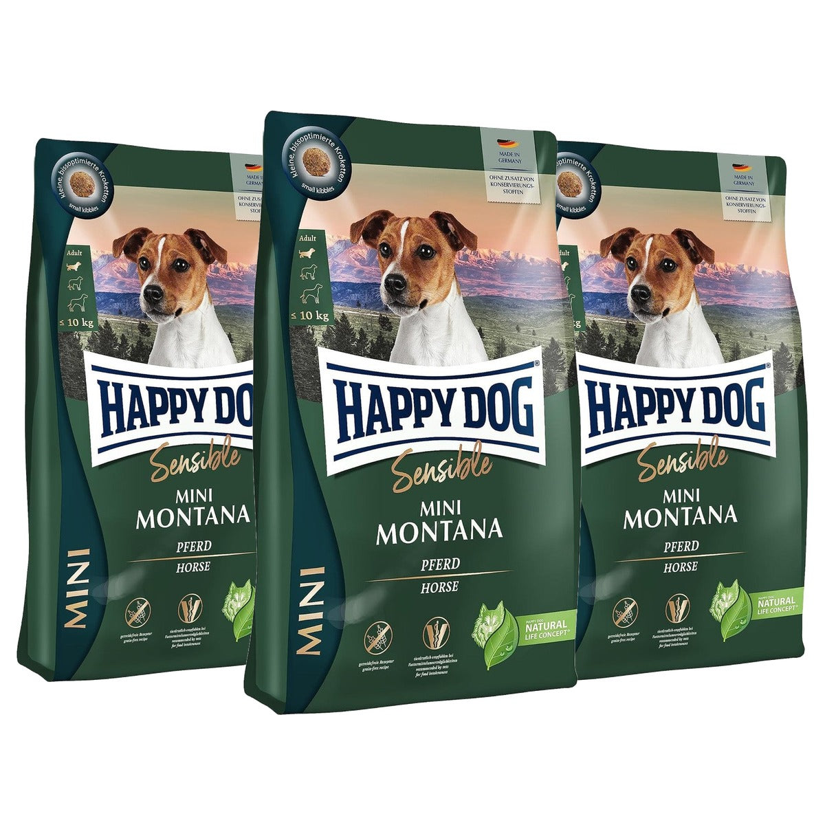 Happy Dog Sensible Mini Montana hondenvoer paard 4 kg - 3-pack
