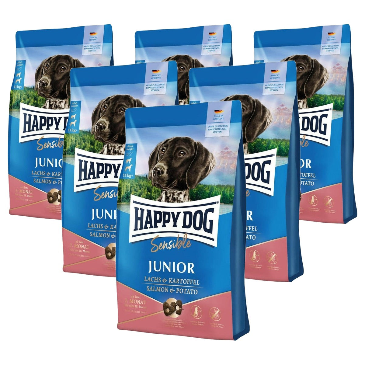 Happy Dog Supreme Sensible Junior droogvoer hond Kip-Zalm-Aardappel 1kg - 6-pack