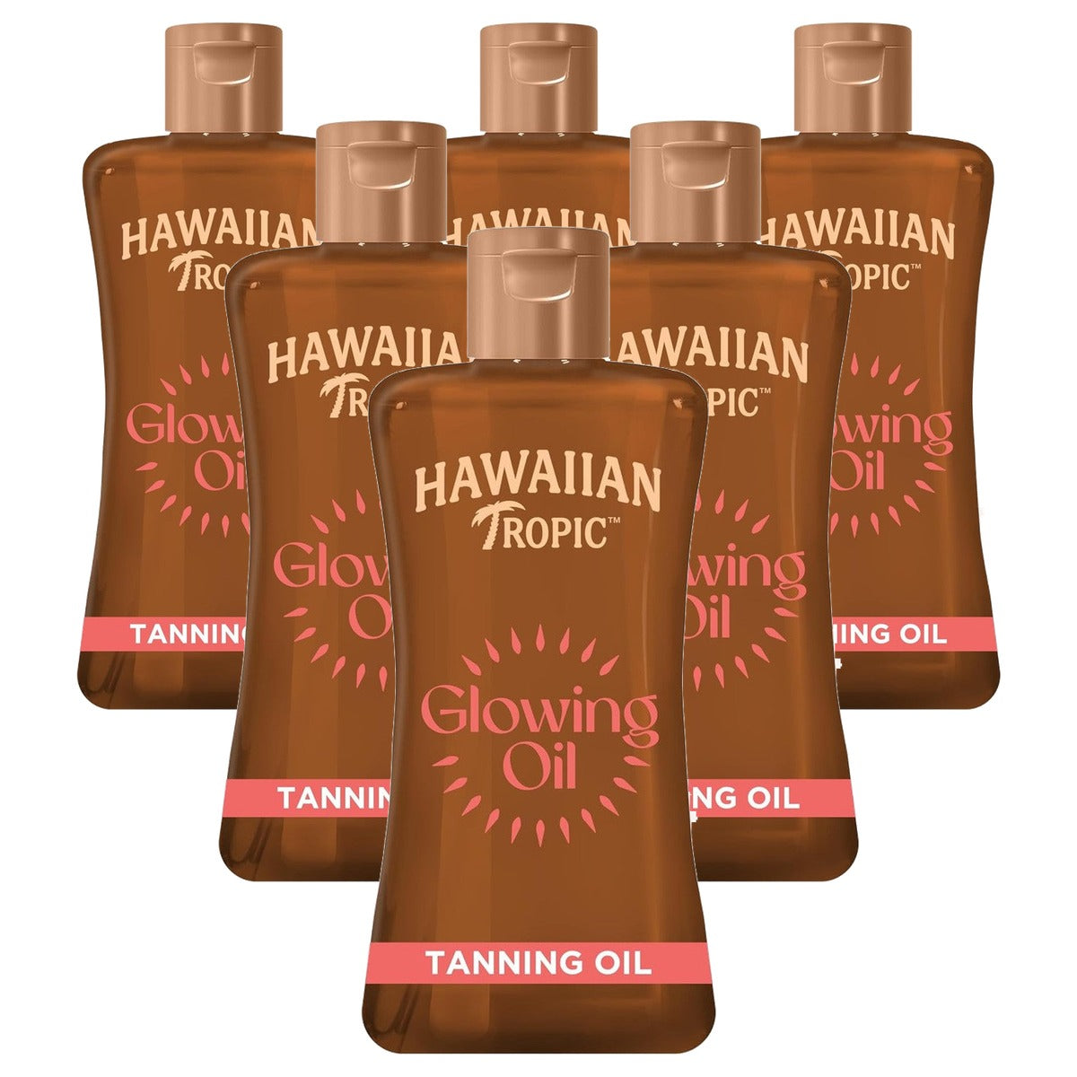 HAWAIIAN Tropic Glowing Oil zonder LSF 6 x 200 ml - Voordeelverpakking