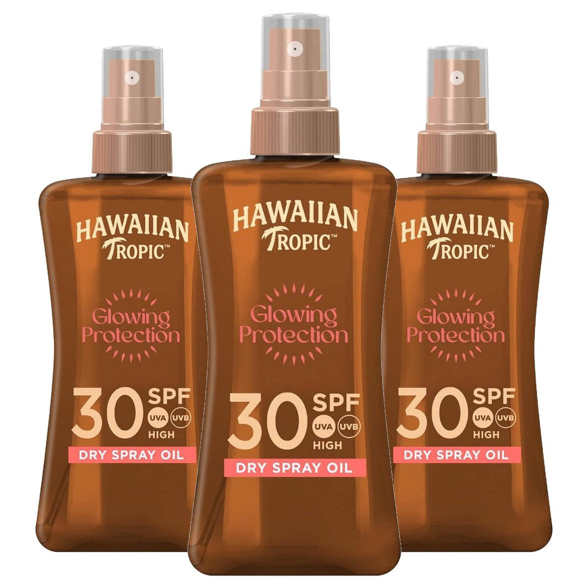 Hawaiian Tropic Glowing Protection Dry Spray Oil SPF 30 3 x 200 ml - Voordeelverpakking