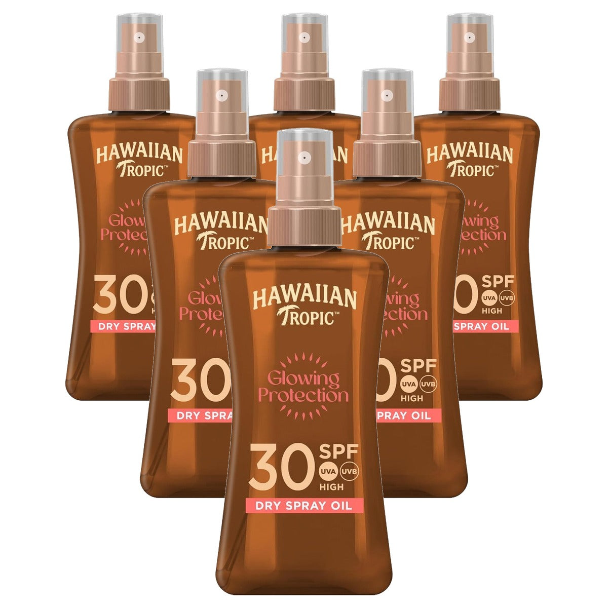 Hawaiian Tropic Glowing Protection Dry Spray Oil SPF 30 6 x 200 ml - Voordeelverpakking
