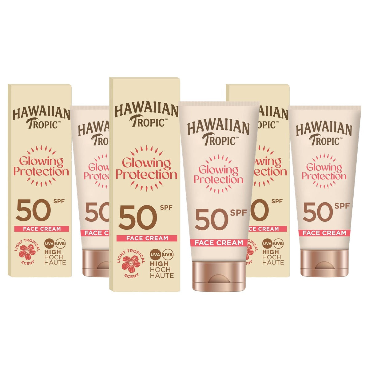 HAWAIIAN Tropic Glowing Protection Face Cream SPF 50 3 x 50 ml - Voordeelverpakking