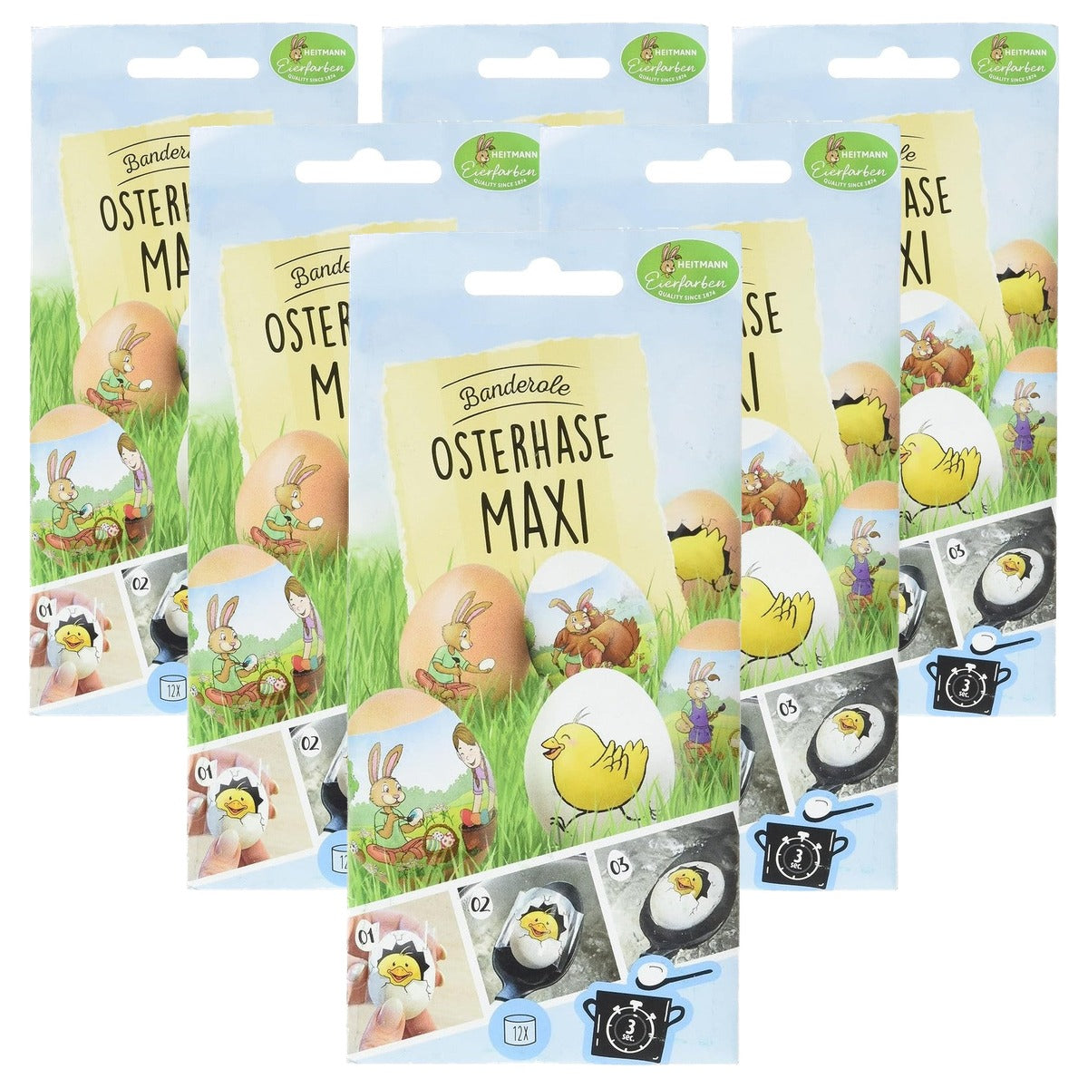 Heitmann Eierfarben Banderol Paashaas Maxi 12 banderollen - 6-pack