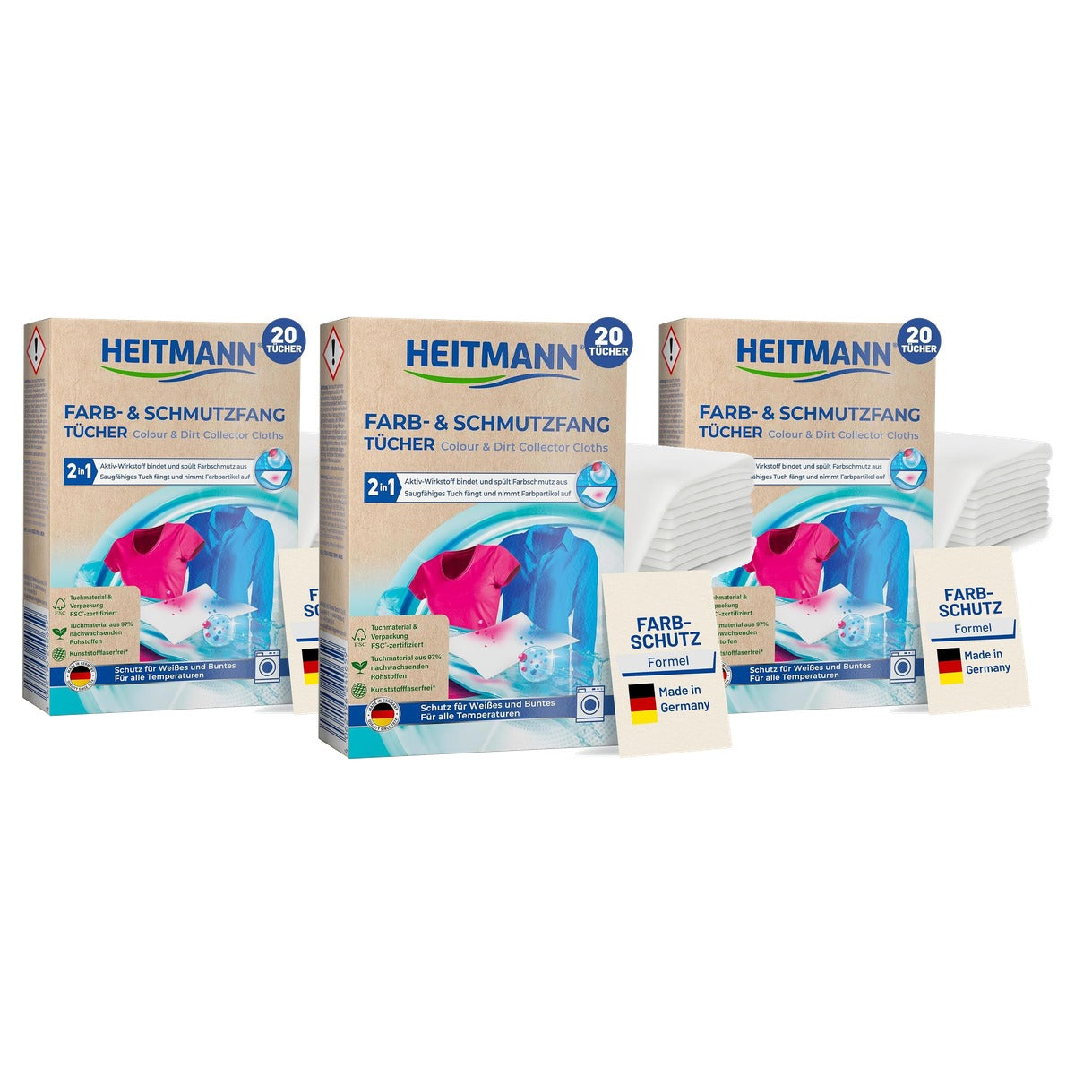HEITMANN Kleur- en vuilvangdoeken 3 x 20 stuks - Voordeelverpakking