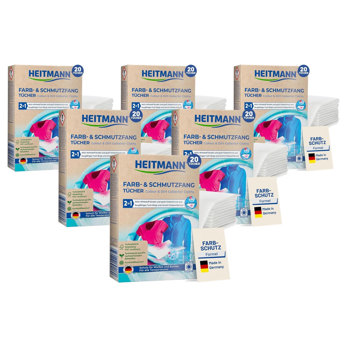 HEITMANN Kleur- en vuilvangdoeken 6 x 20 stuks - Voordeelverpakking