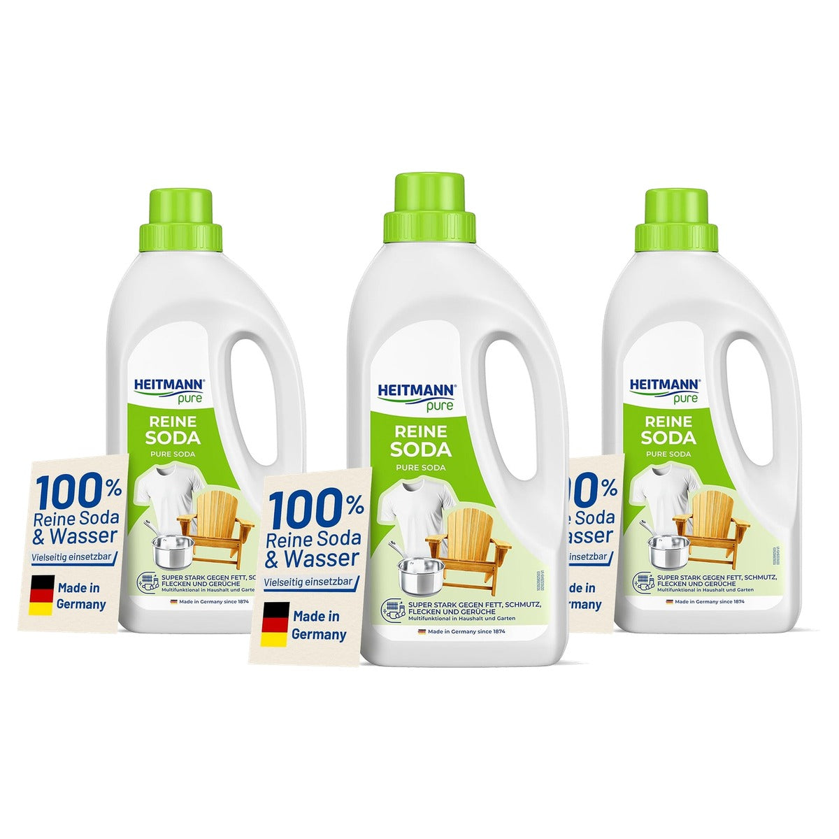 HEITMANN pure Pure Soda veelzijdige reiniger 3 x 1 liter - Voordeelverpakking