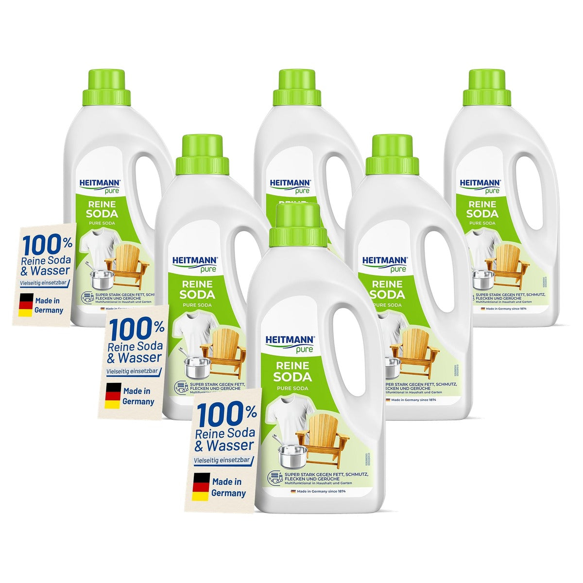 HEITMANN pure Pure Soda veelzijdige reiniger 6 x 1 liter - Voordeelverpakking