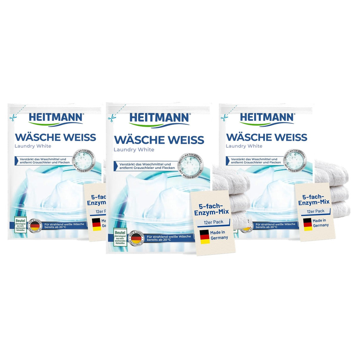 HEITMANN Wasgoed wit 3 x 50 g - Voordeelverpakking