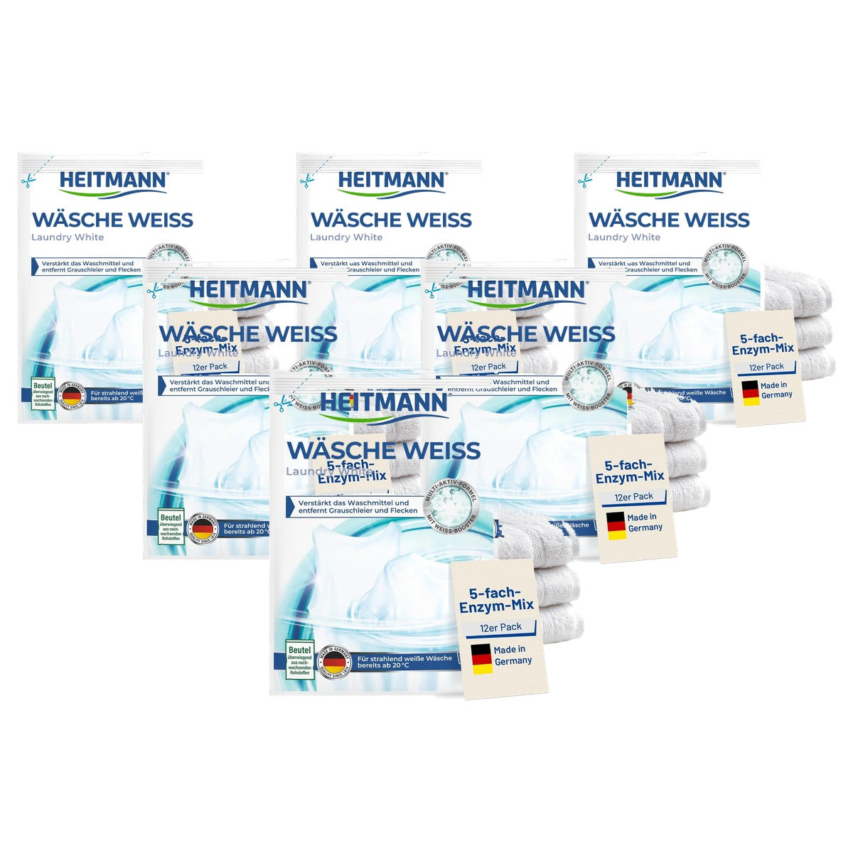 HEITMANN Wasgoed wit 6 x 50 g - Voordeelverpakking
