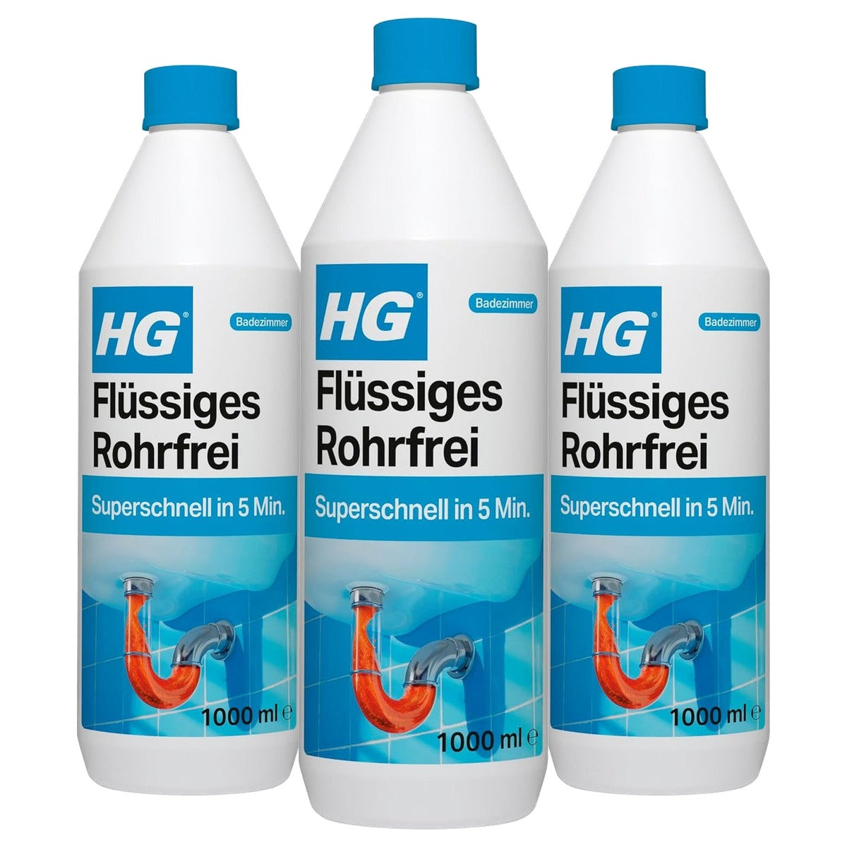 HG Buisvrije afvoerreiniger 3 x 1 l - Voordeelverpakking