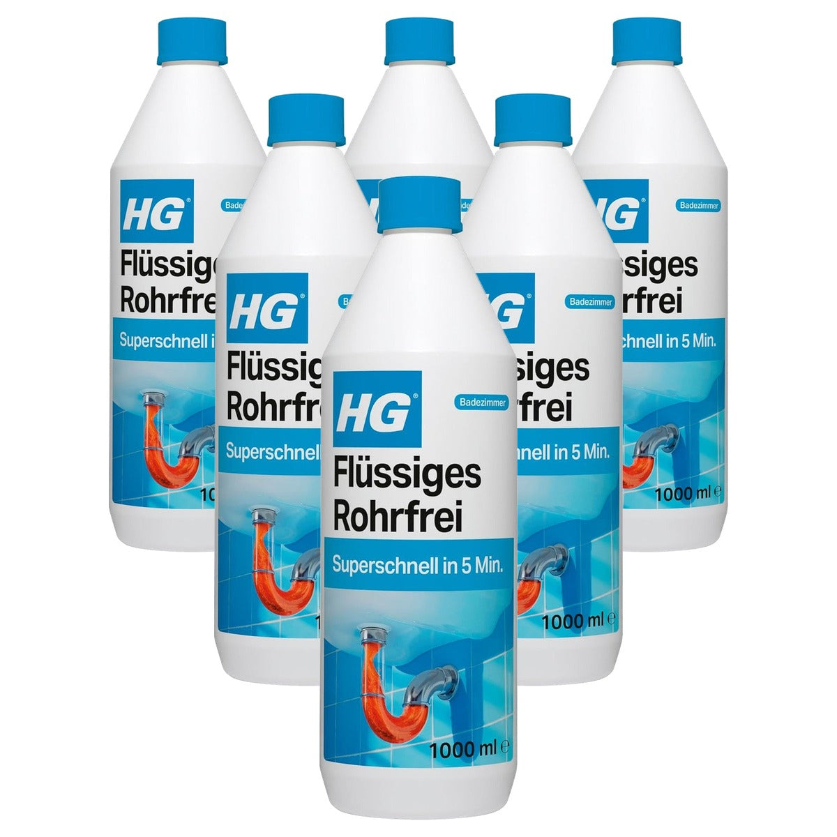 HG Buisvrije afvoerreiniger 6 x 1 l - Voordeelverpakking