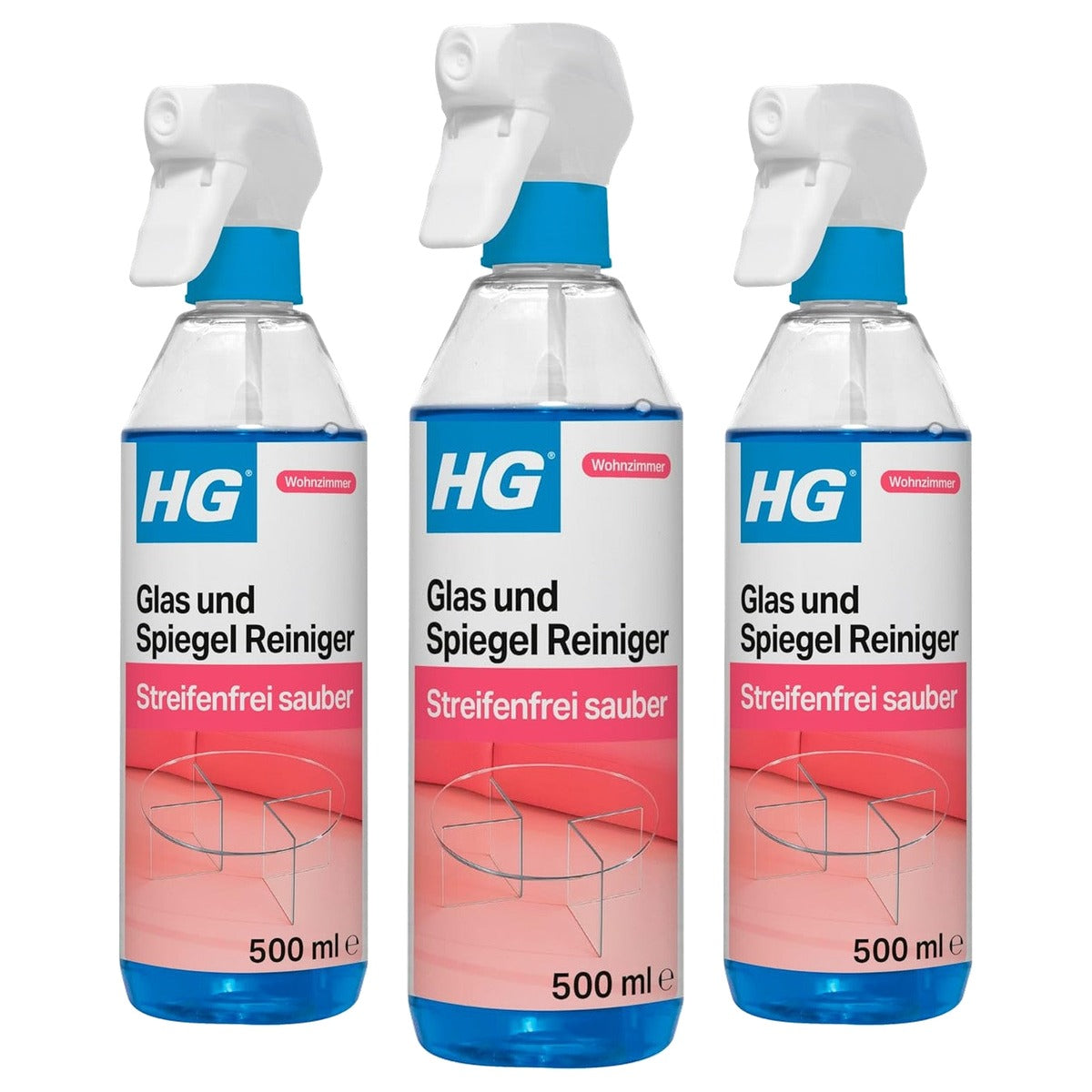 HG Glas- en spiegelreiniger 3 x 500 ml - Voordeelverpakking