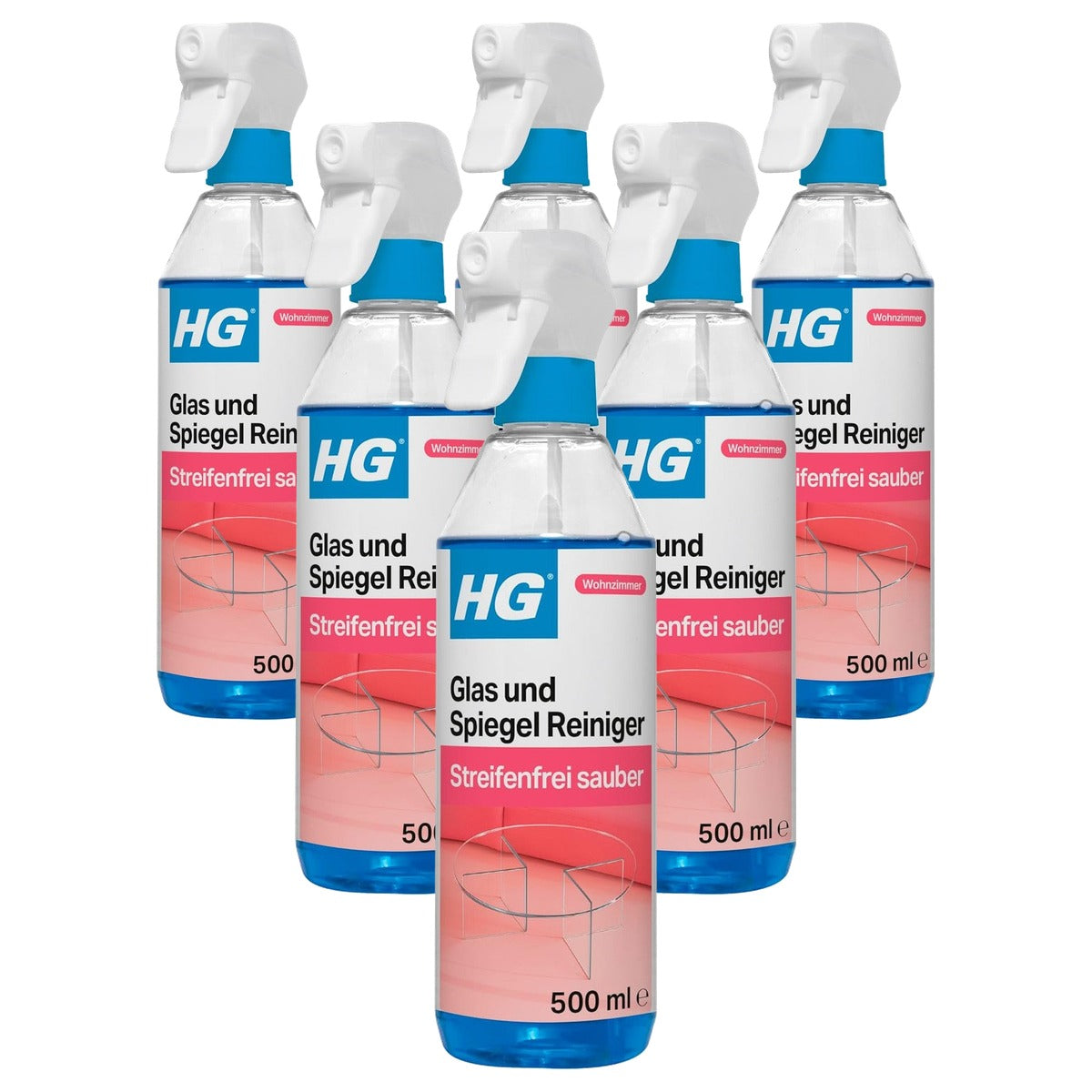 HG Glas- en spiegelreiniger 6 x 500 ml - Voordeelverpakking