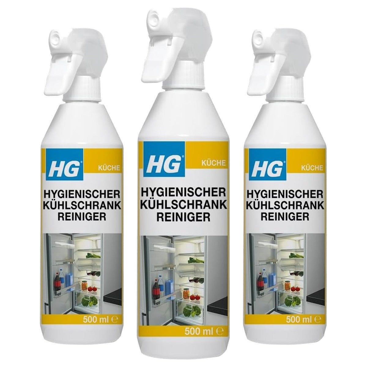 HG Hygiënische koelkastreiniger 3 x 500 ml - Voordeelverpakking