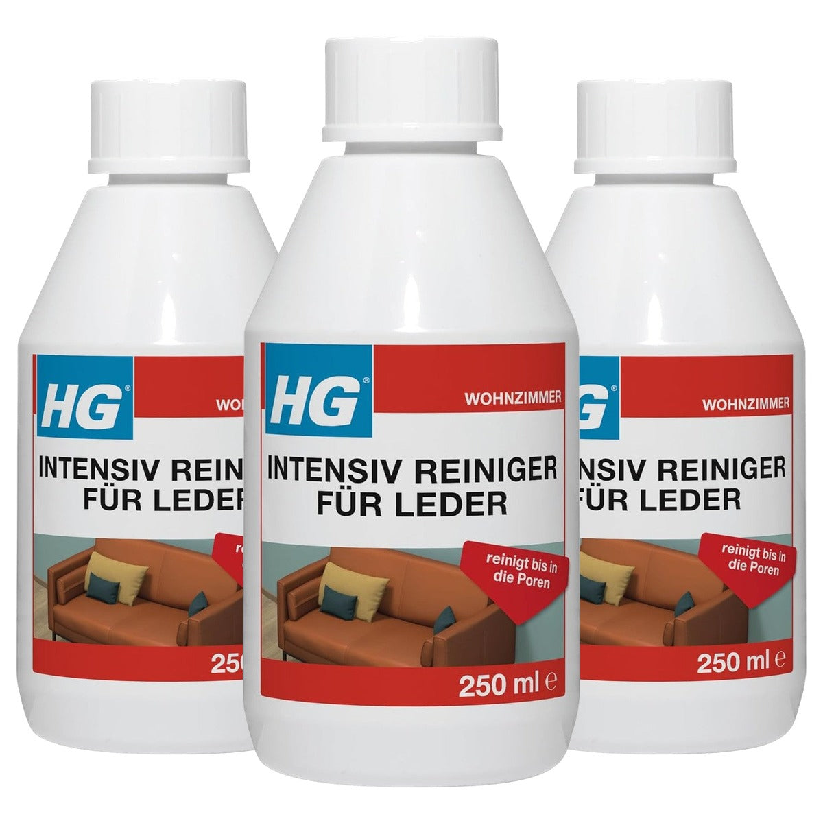HG Intensieve reiniger voor leer 3 x 250 ml - Voordeelverpakking