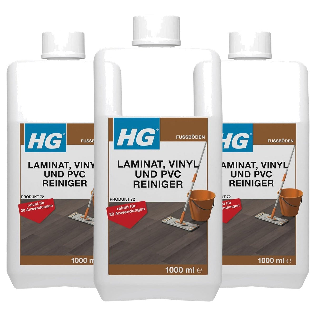 HG Laminaatvloerreiniger 72 3 x 1 liter - Voordeelverpakking