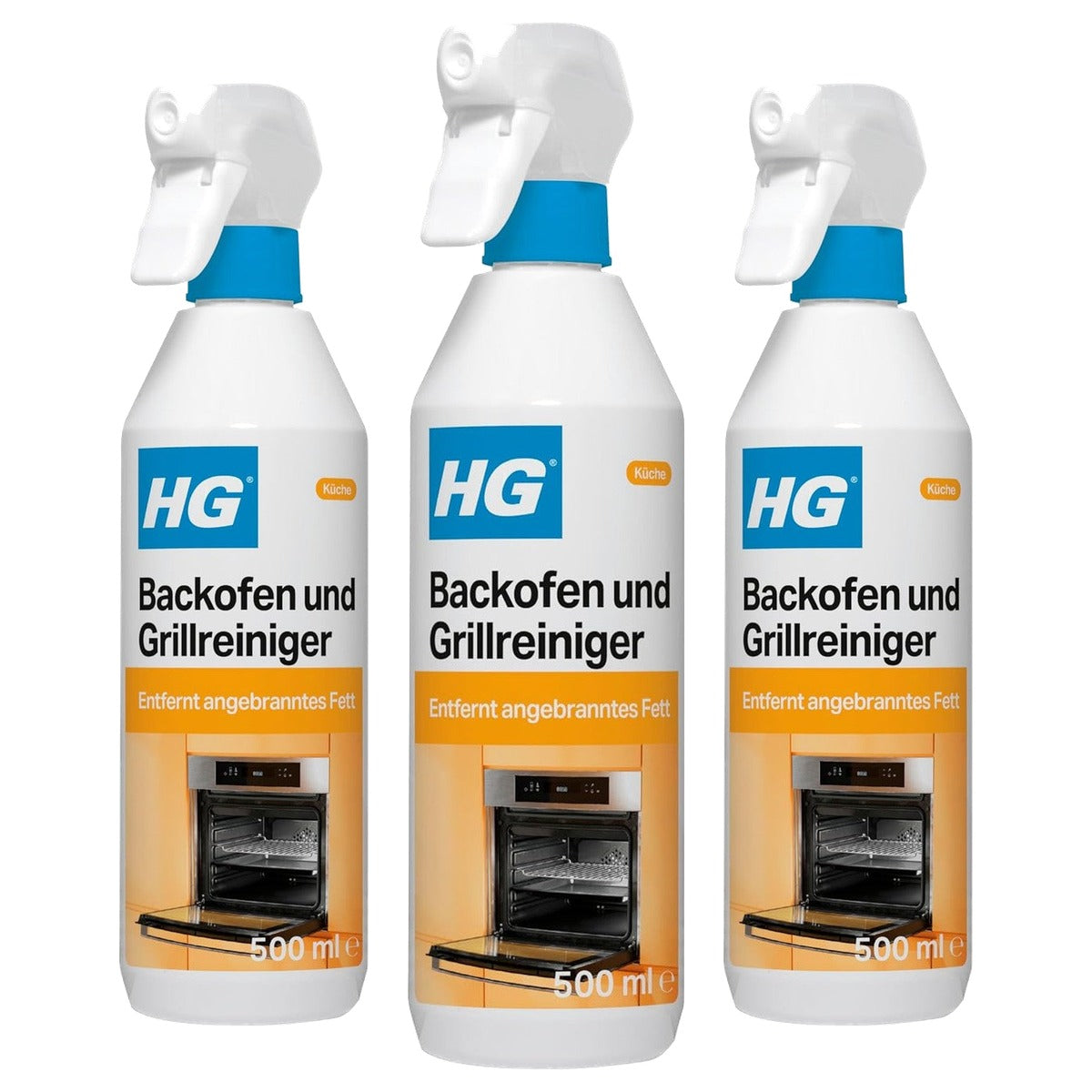 HG Oven-, grill- en BBQ-reiniger 3 x 500 ml - Voordeelverpakking