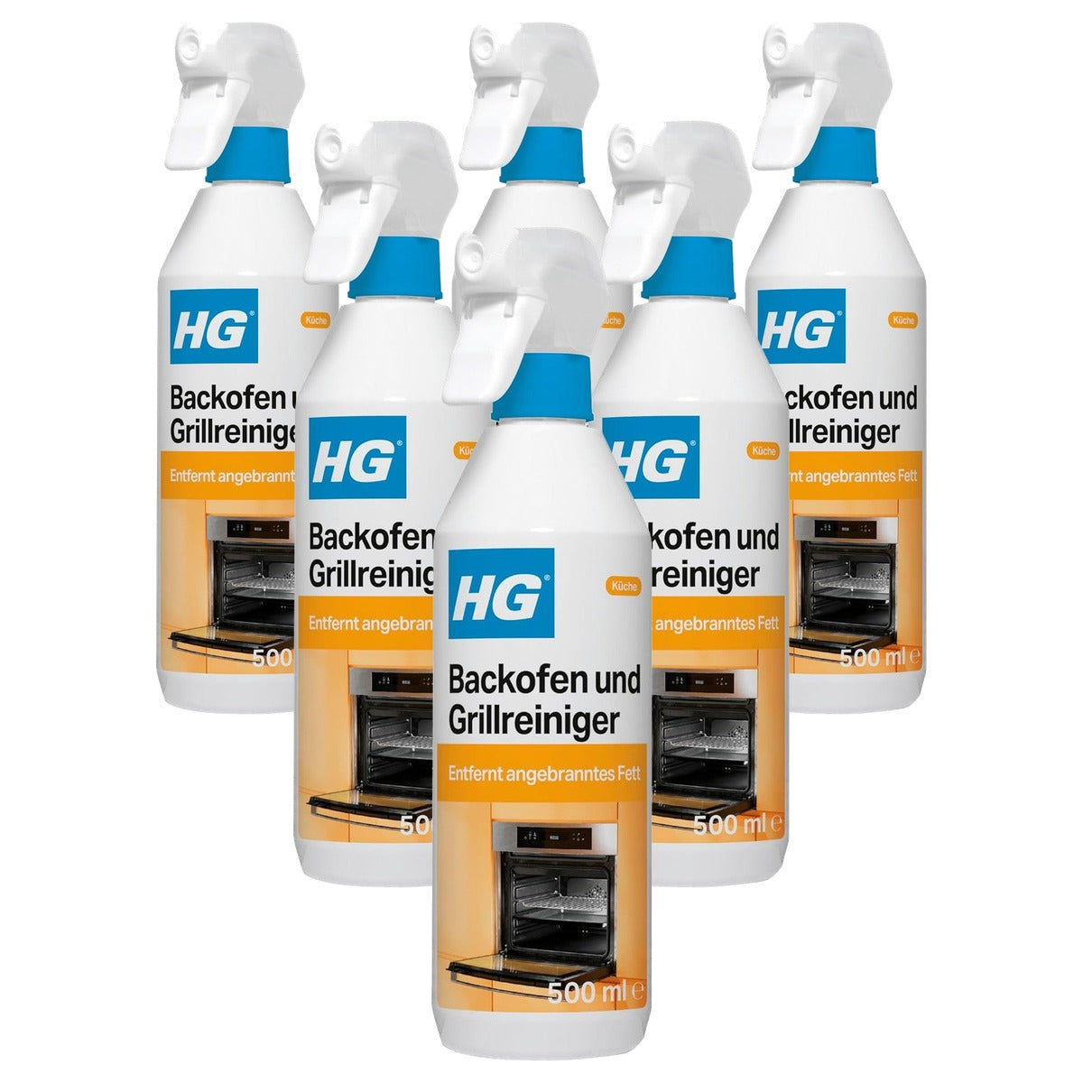 HG Oven-, grill- en BBQ-reiniger 6 x 500 ml - Voordeelverpakking