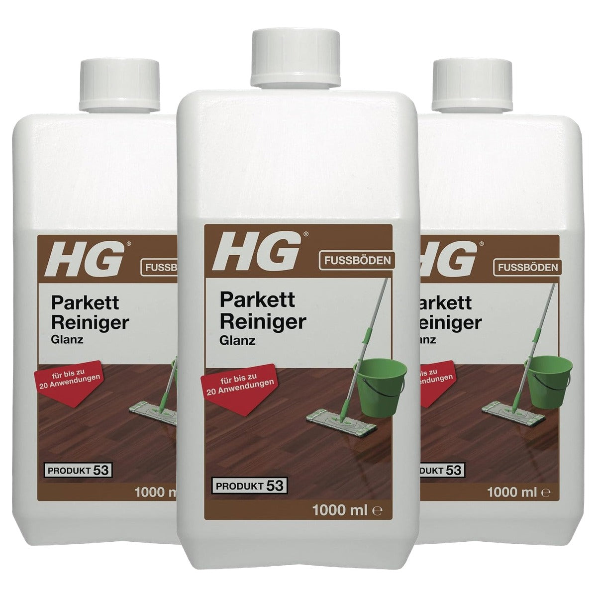 HG parketreiniger glans 3 x 1 liter - Voordeelverpakking