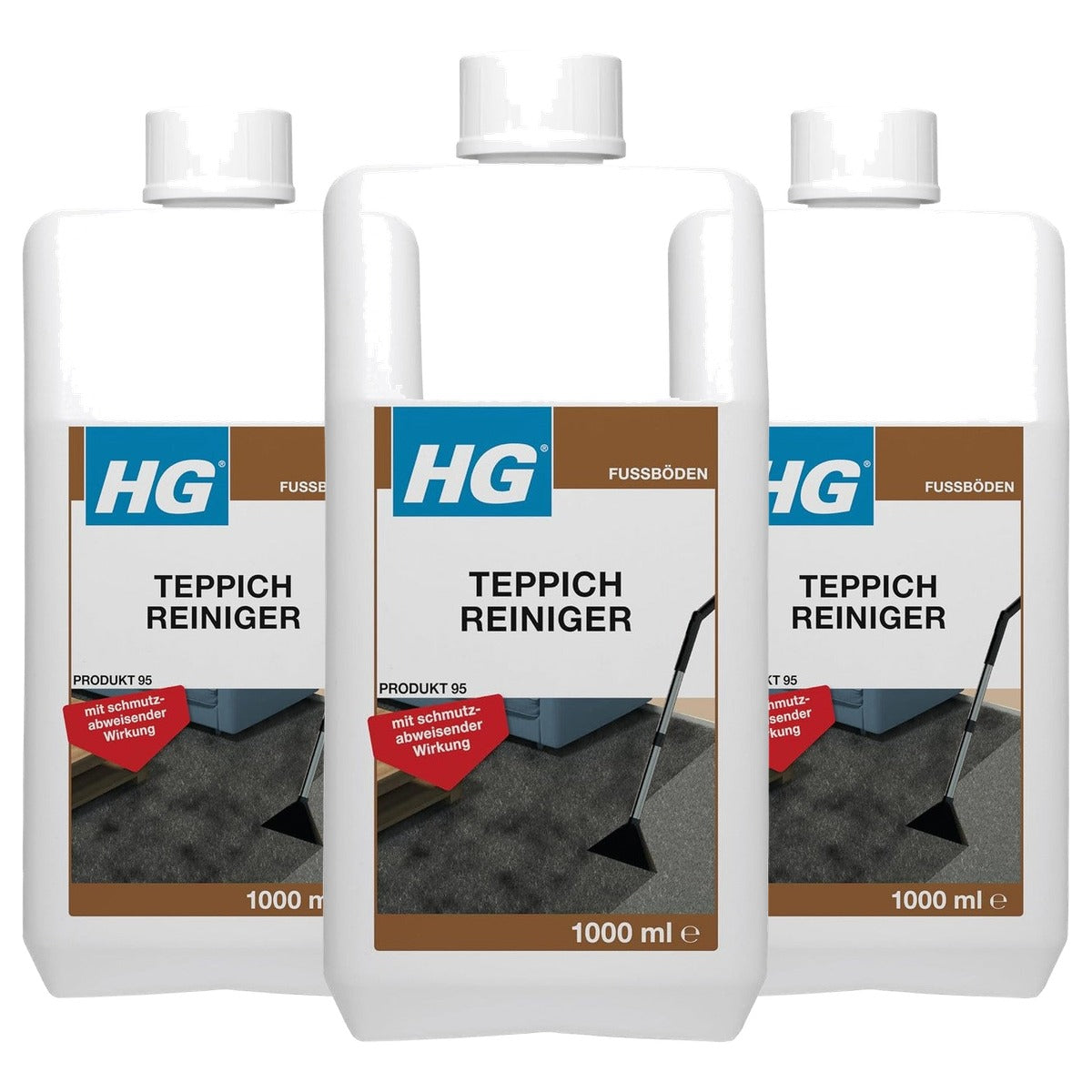 HG tapijtreiniger 3 x 1 liter - Voordeelverpakking