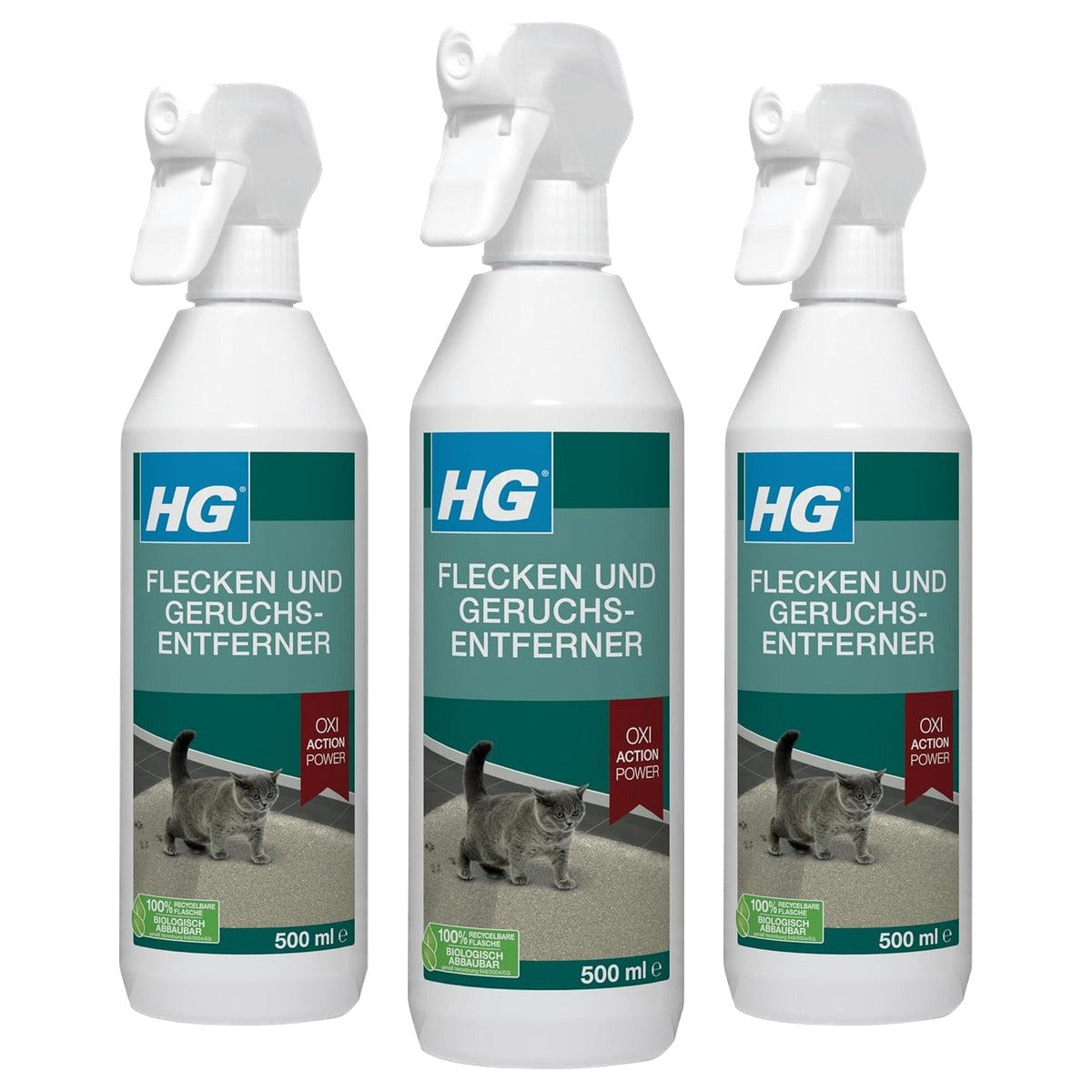 HG Vlek- en geurverwijderaar voor katten 3 x 500 ml - Voordeelverpakking