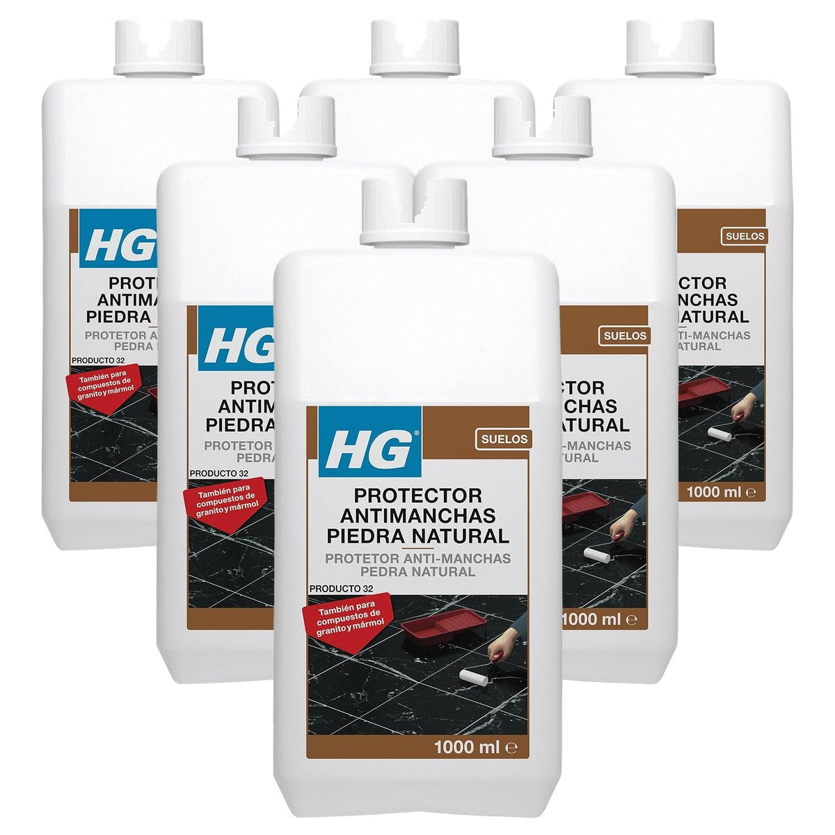HG Vlekbescherming voor marmer/natuursteen 6 x 1 l - Voordeelverpakking
