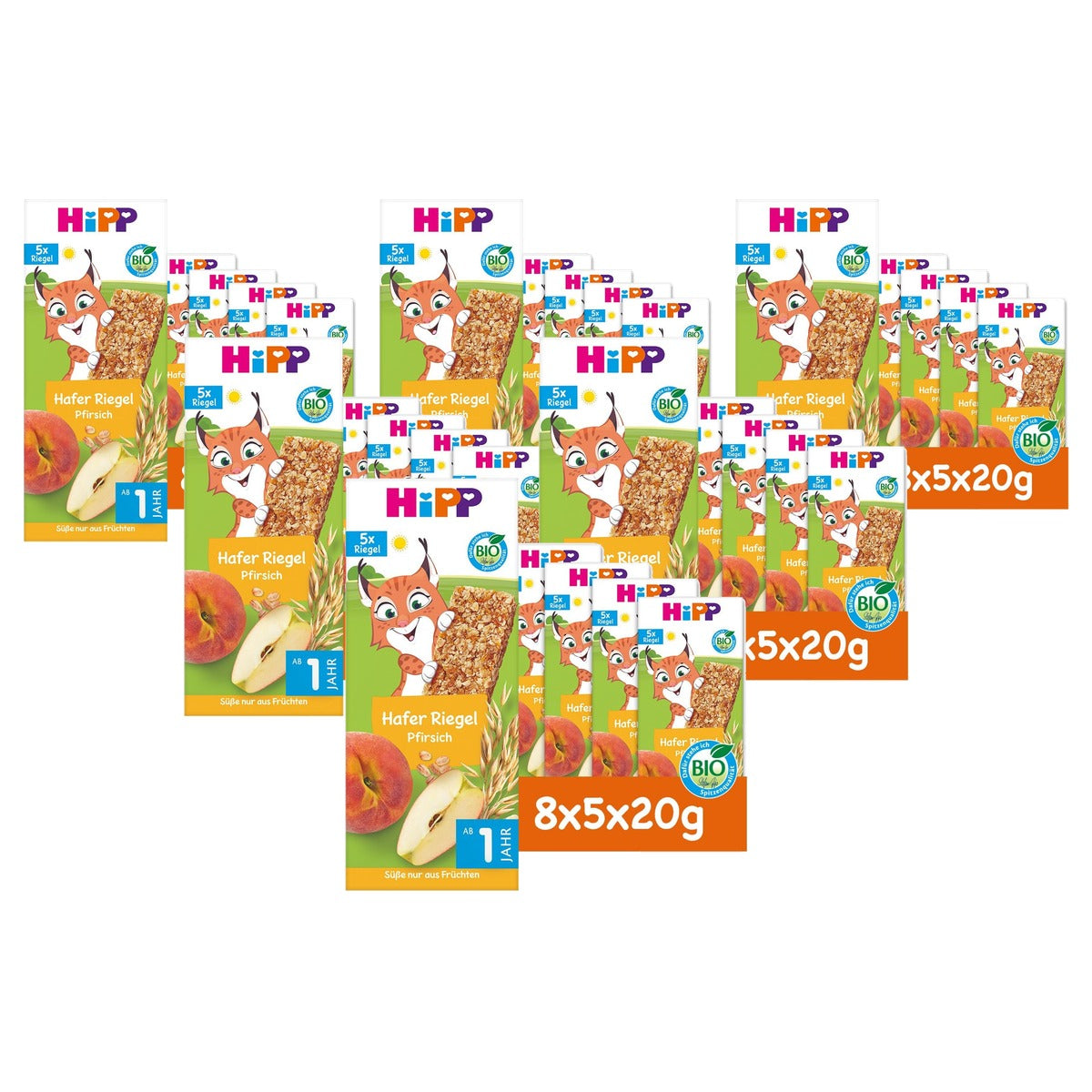 HiPP Luchs Haverreep perzik (800 g) 6 x 40 stuks - Voordeelverpakking