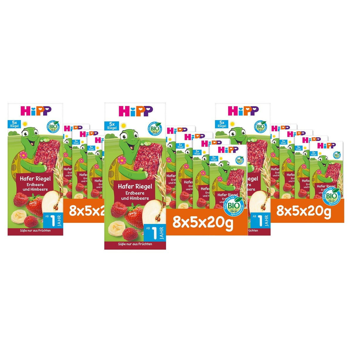 HiPP Schildpad Haverreep aardbei-framboos 3 x 40 stuks - Voordeelverpakking