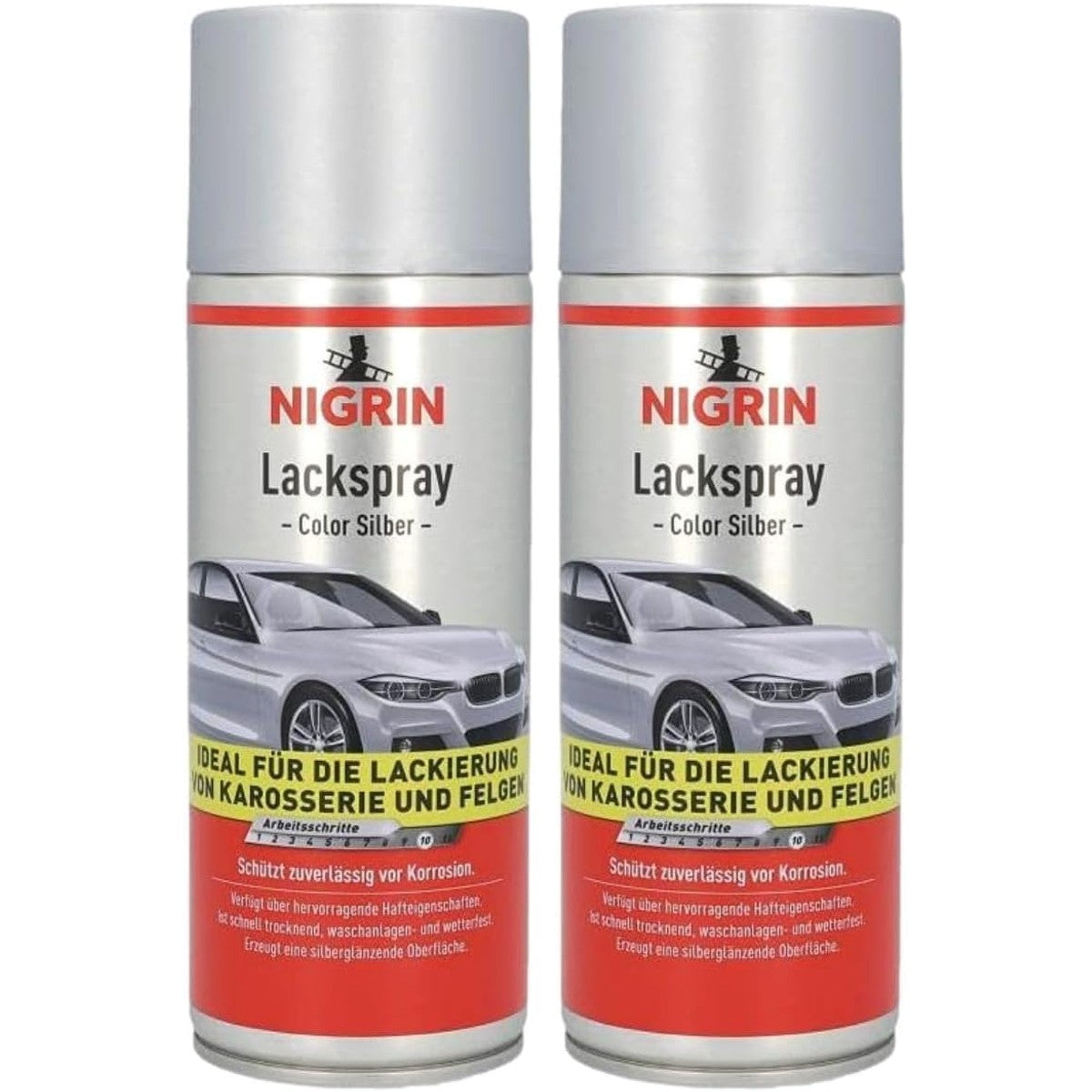 NIGRIN Lakspray zilver 400 ml verpakking van 2 – NIGRIN