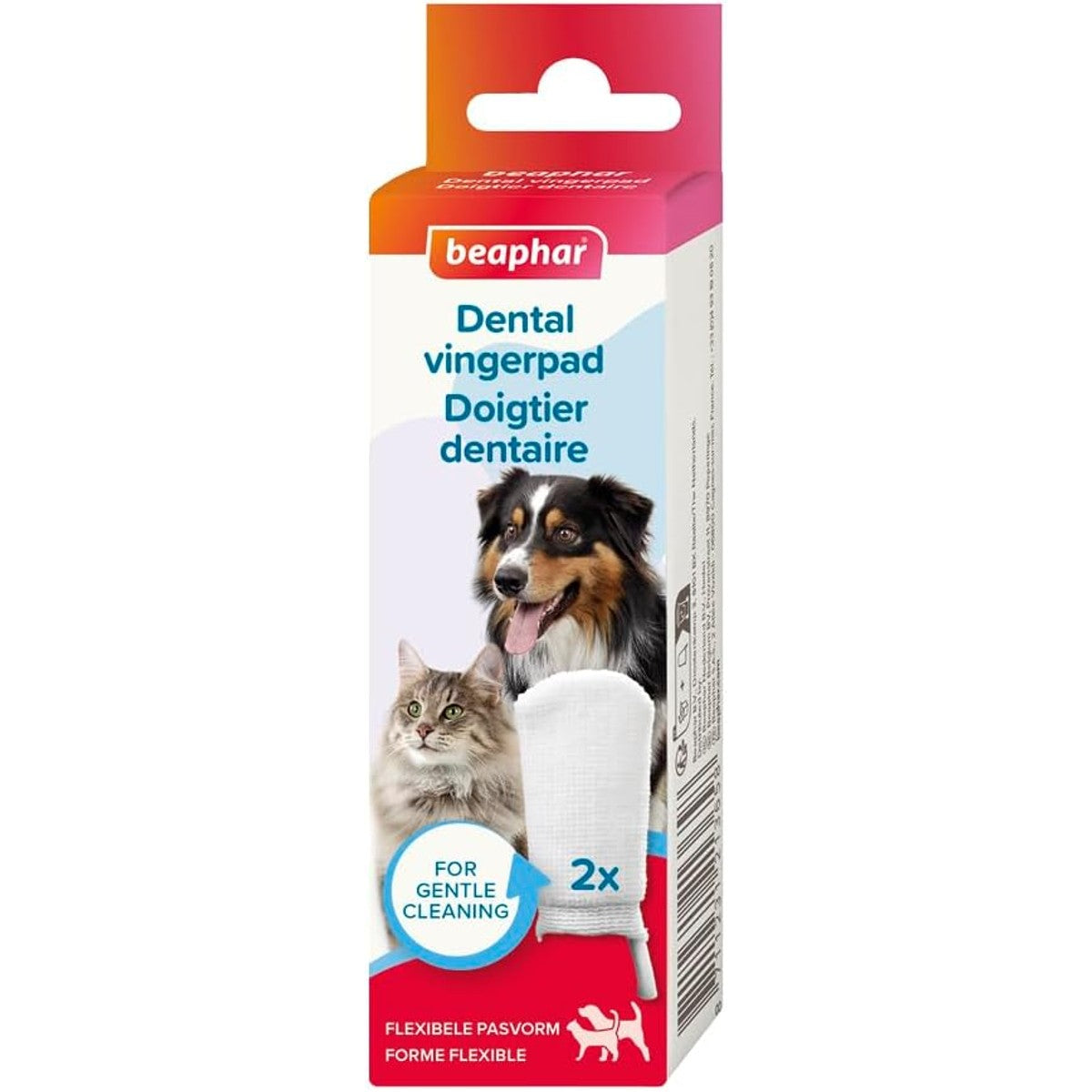 Beaphar Fingerpad 2 stuks - herbruikbare tandental-vingerpads voor zachte reiniging van de tanden - voor honden en katten – beaphar