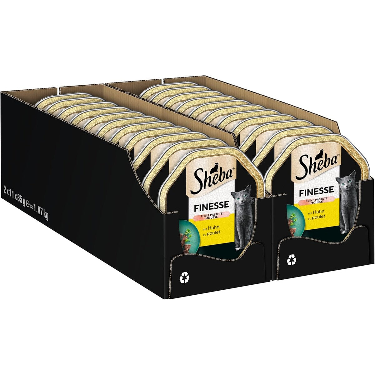 SHEBA Schaal natvoer voor katten Finesse Fine paté met kip 22 x 85 g – Sheba