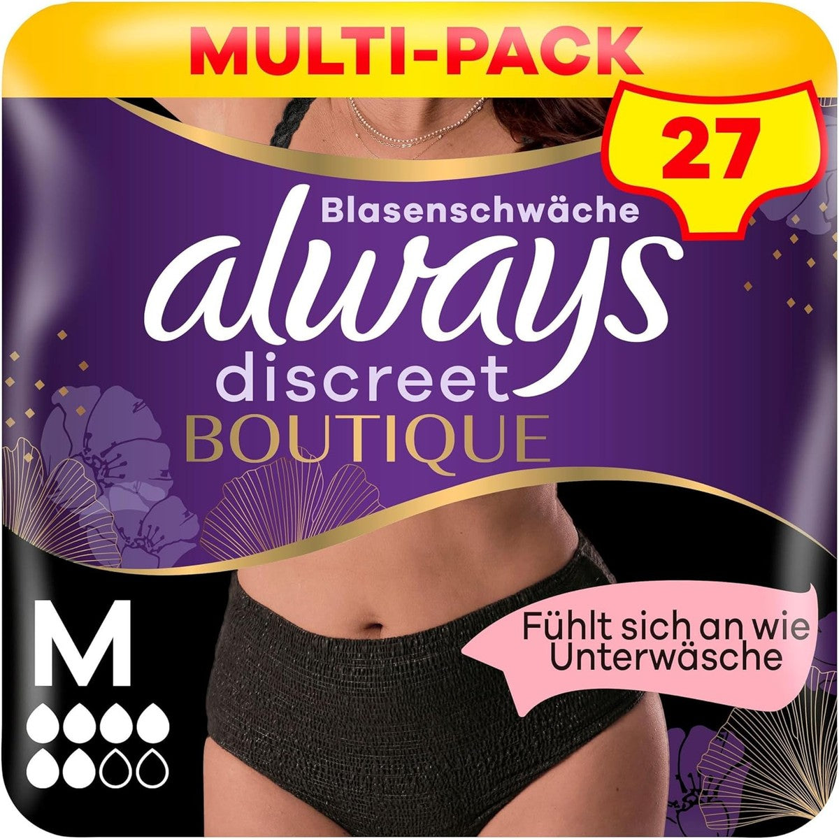 Always Discreet Boutique incontinentie slipjes zwart M 9 stuks – Always Discreet