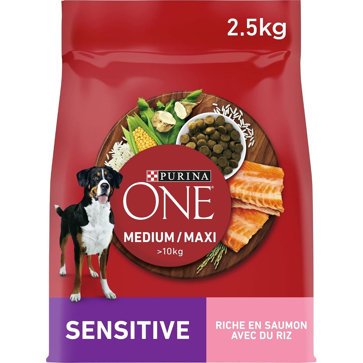 PURINA ONE Medium/Maxi > 10 kg | volwassenen | gevoelig | rijk aan zalm voor honden | zak van 2,5 kg – PURINA ONE