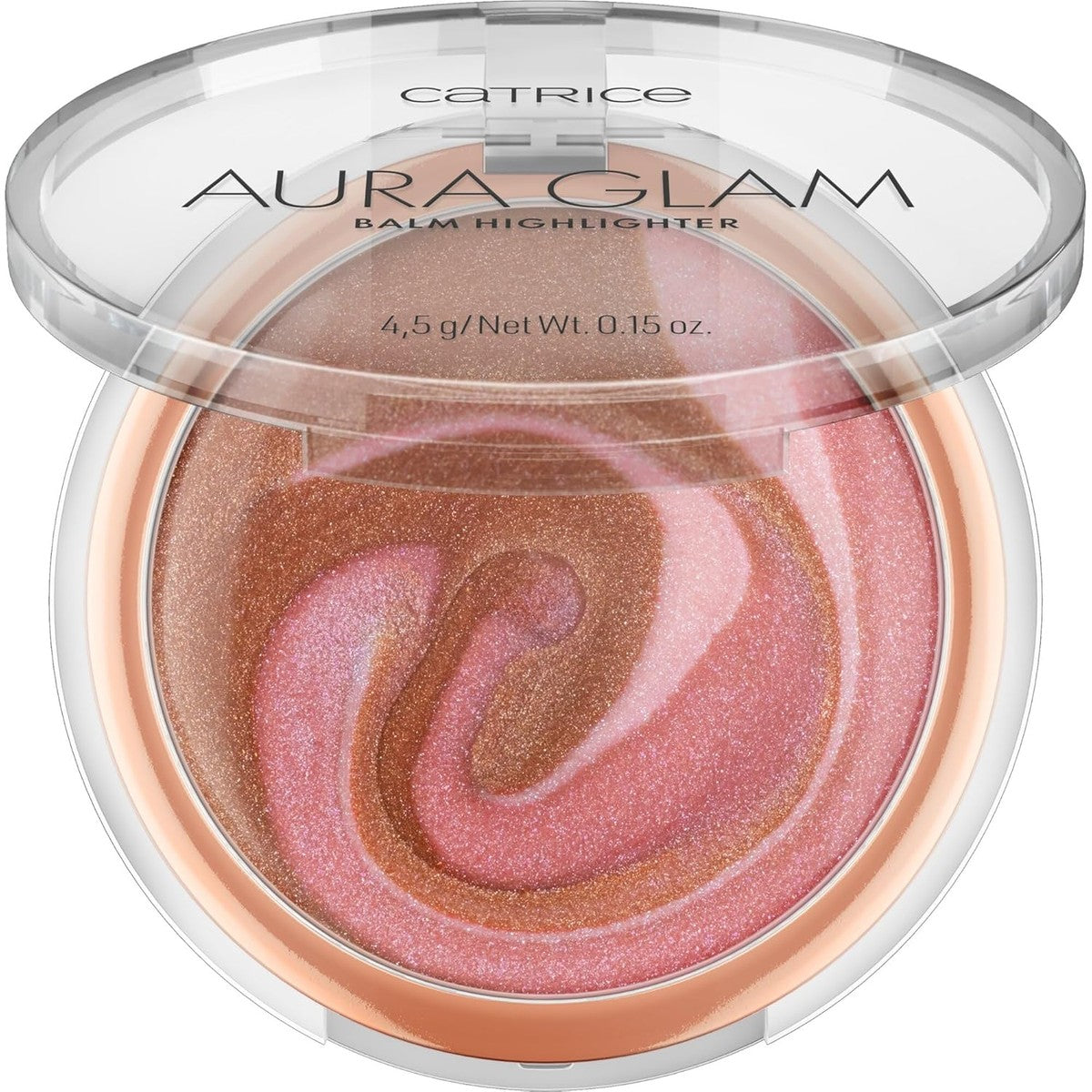Catrice Aura Glam Balm Highlighter, nr. 010, roze, direct resultaat, stralend, glinsterend, veganistisch, olievrij, zonder parfum, zonder alcohol, per stuk verpakt (4,5 g) | Onmiddellijk resultaat, balsem highlighter in gemarmerd – Catrice Cosmetics