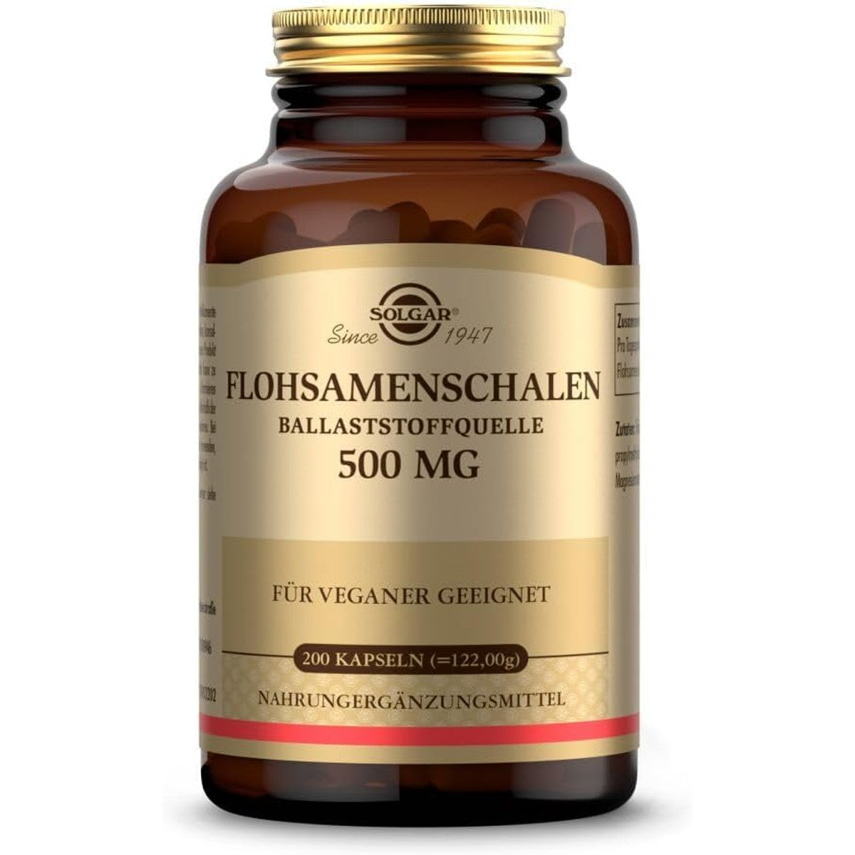 SOLGAR® vlooienzaadschillen 500 mg - bron van vezels - bevordert een gezonde darmfunctie - optimaal voor een gerichte vezeltoevoer - 100 dagen voorraad – SOLGAR