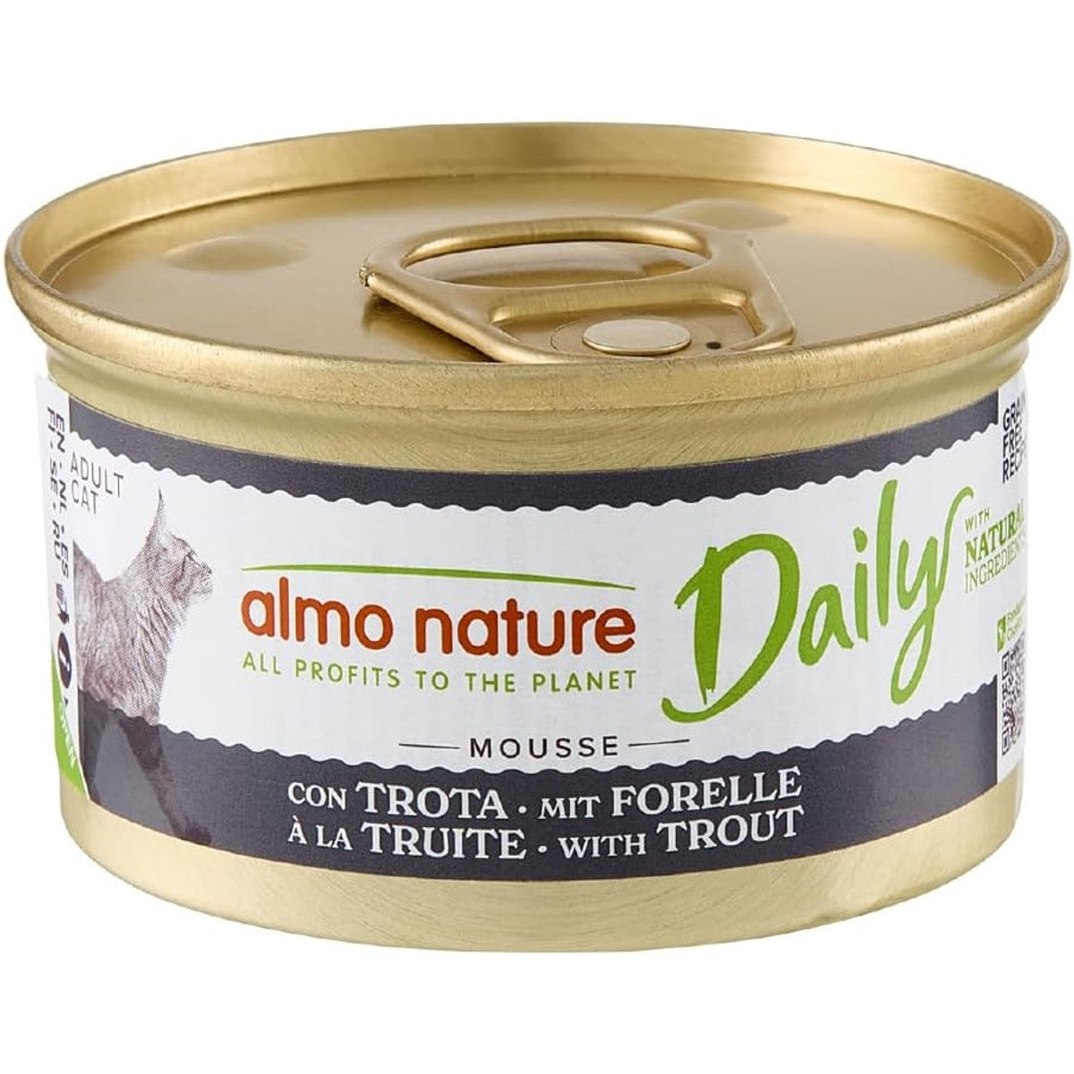 Almo Nature Daily - natvoer voor volwassenen katten - mousse - forel - 85 g, verpakking van 24 – almo nature