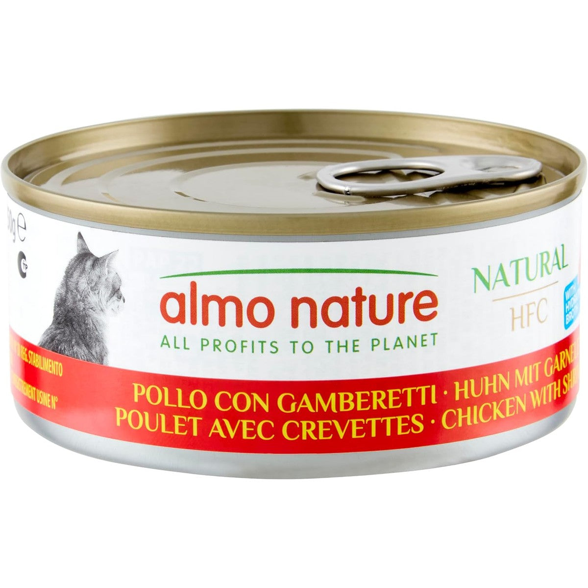 Almo Nature HFC Natural Natvoer voor volwassenen katten - kip en garnalen - 150 g, verpakking van 24 stuks – almo nature
