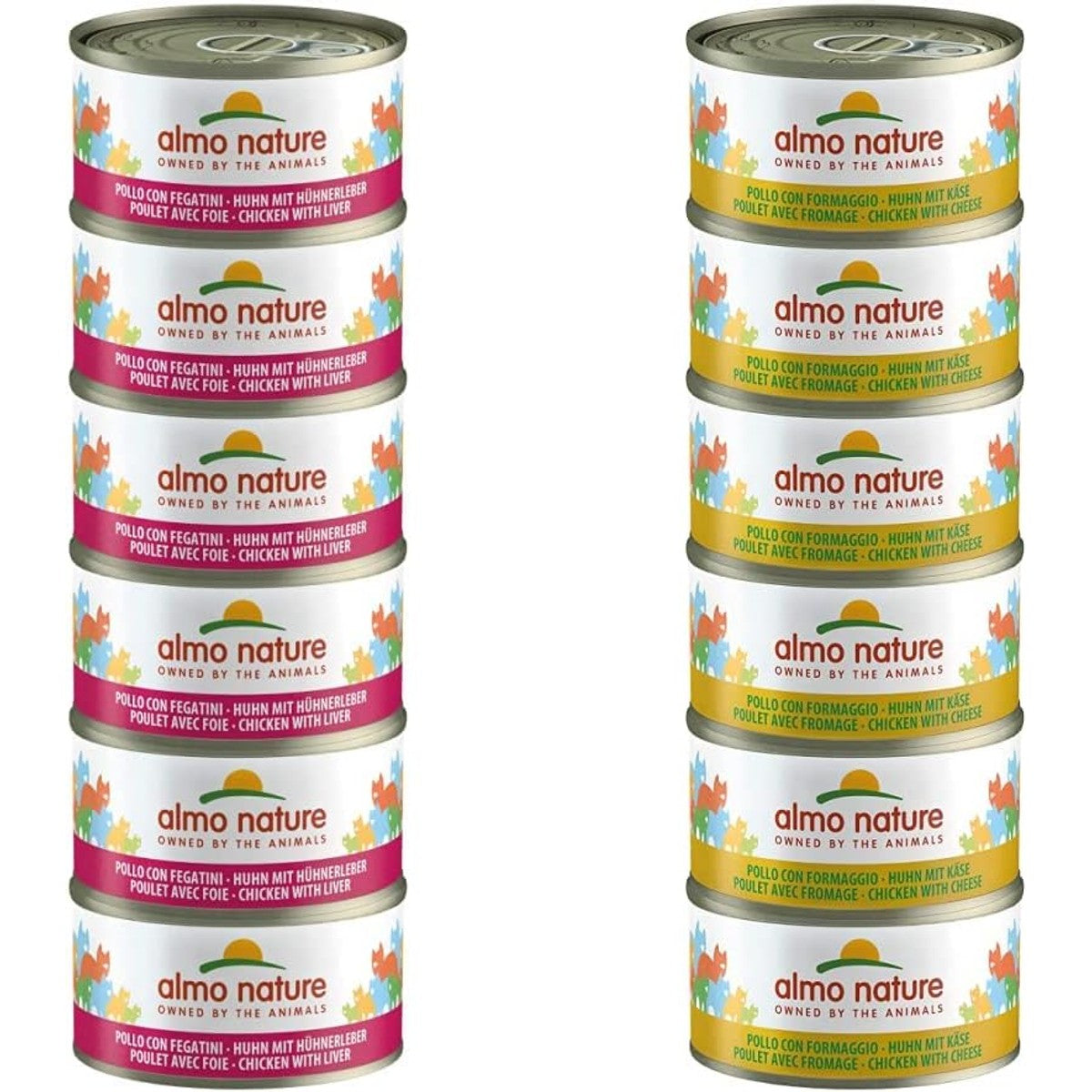 almo nature Megapack Kattenvoer nat kip en lever 6-pack (6x70g) & Megapack kattenvoer nat - kip met kaas - 6 stuks (6 x 70 g) – almo nature