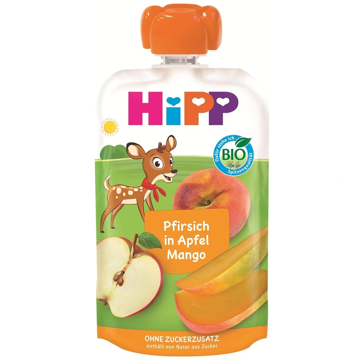 HiPP Biologische knijpzak appel, mango & perzik 8 x 100 g – HiPP