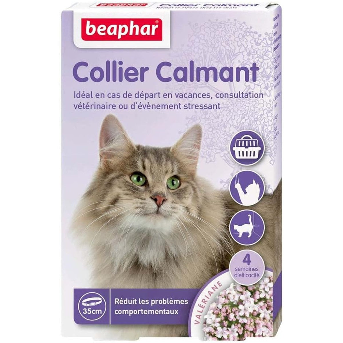 BEAPHAR NO Stress Valeriaan kattenhalsband, kalmerend, vermindert stress en gedragsproblemen zonder verslaving of slaperigheid, 1 halsband, 35 cm, 4 weken – beaphar