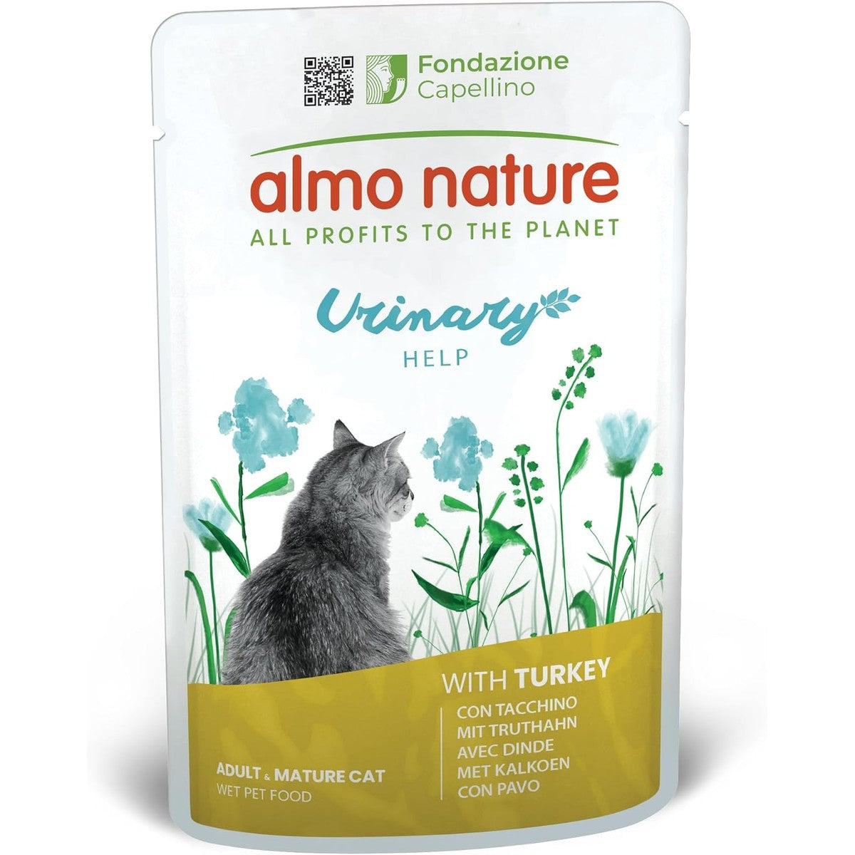 almo nature Functionele urinaire hulp, natvoer voor volwassen katten met kalkoen, ondersteuning voor de gezondheid van de urinewegen, 30 zakjes à 70 g – almo nature