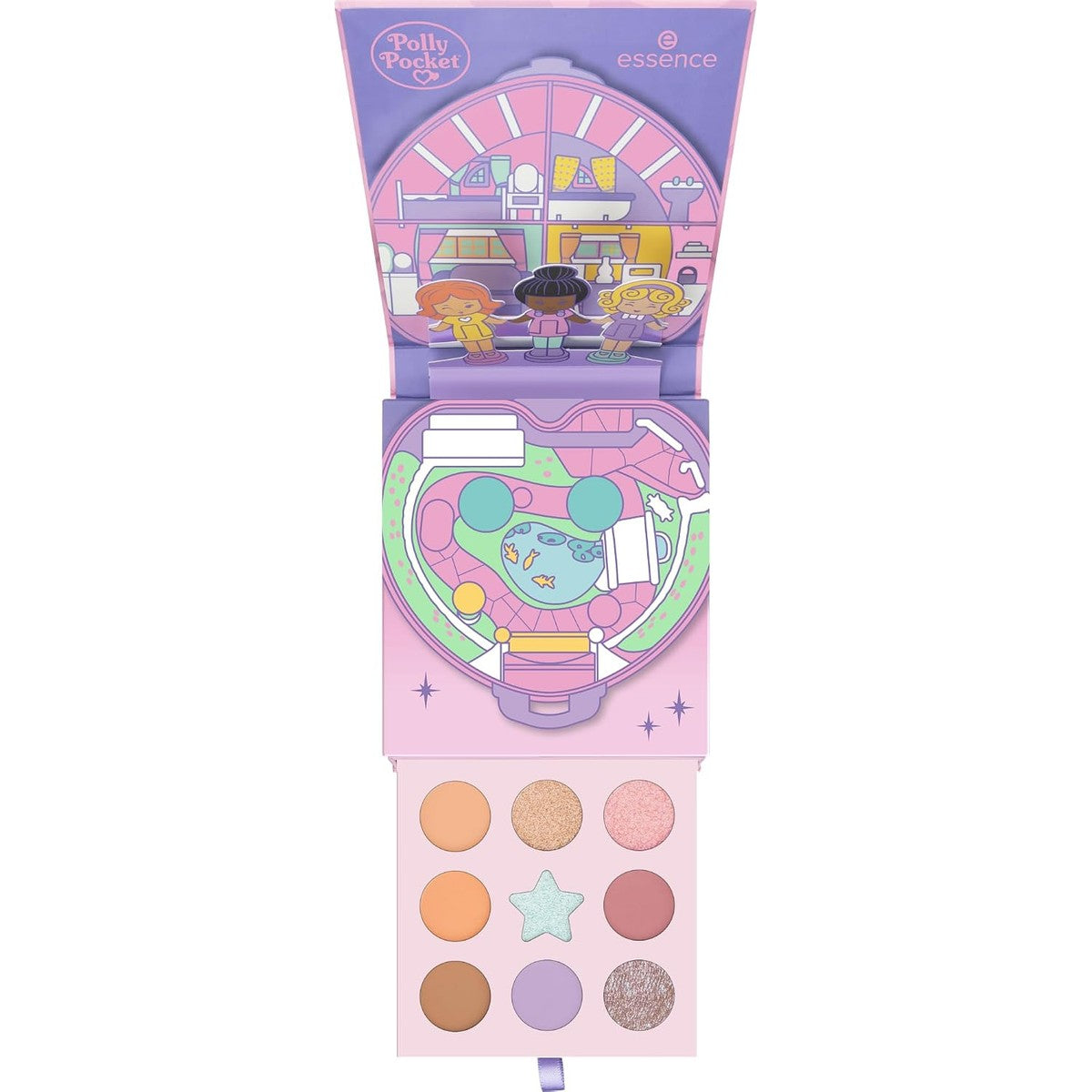 Essence Polly Pocket Oogschaduwpalet, oogschaduw, nr. 01, meerkleurig, 9 kleuren, glinsterend, kleurintensief, mat, veganistisch, zonder microplasticdeeltjes, nanodeeltjes, zonder parfum, per stuk – Essence Cosmetics