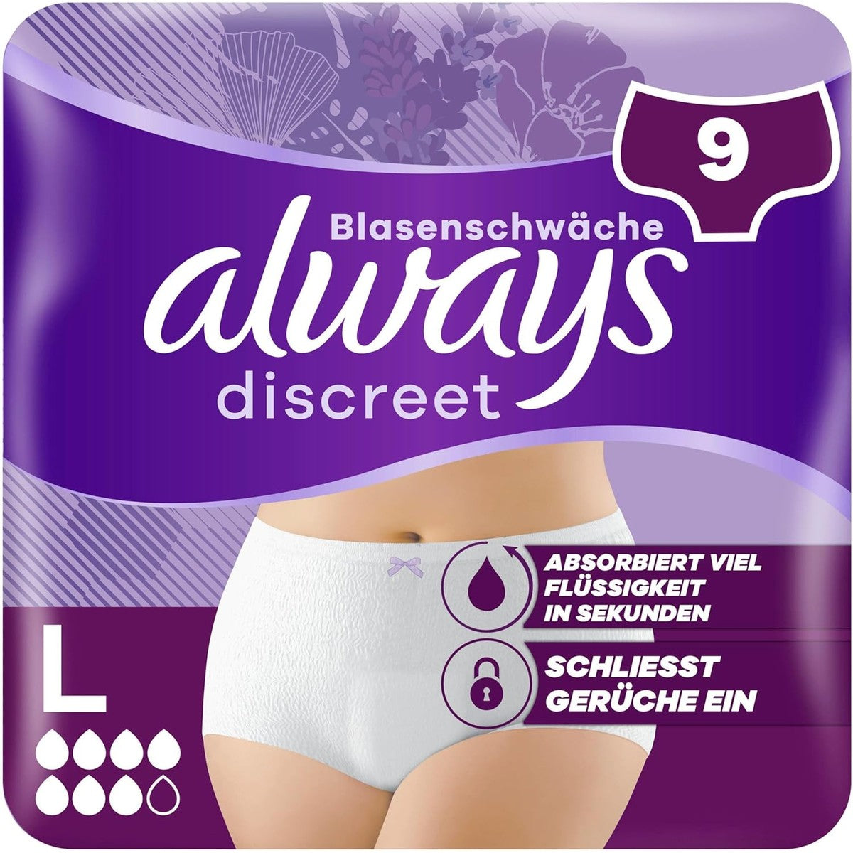 Always Discreet Incontinentie Slipje Plus voor Vrouwen L, 9 Slipjes – Always Discreet