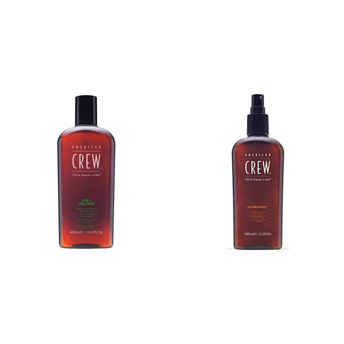 American Crew 3-in-1 Tea Tree Shampoo, Conditioner & Douchegel 450 ml & Alternator Spray